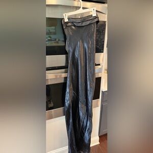 Long strapless satin dress. Ties in the back. Brand new